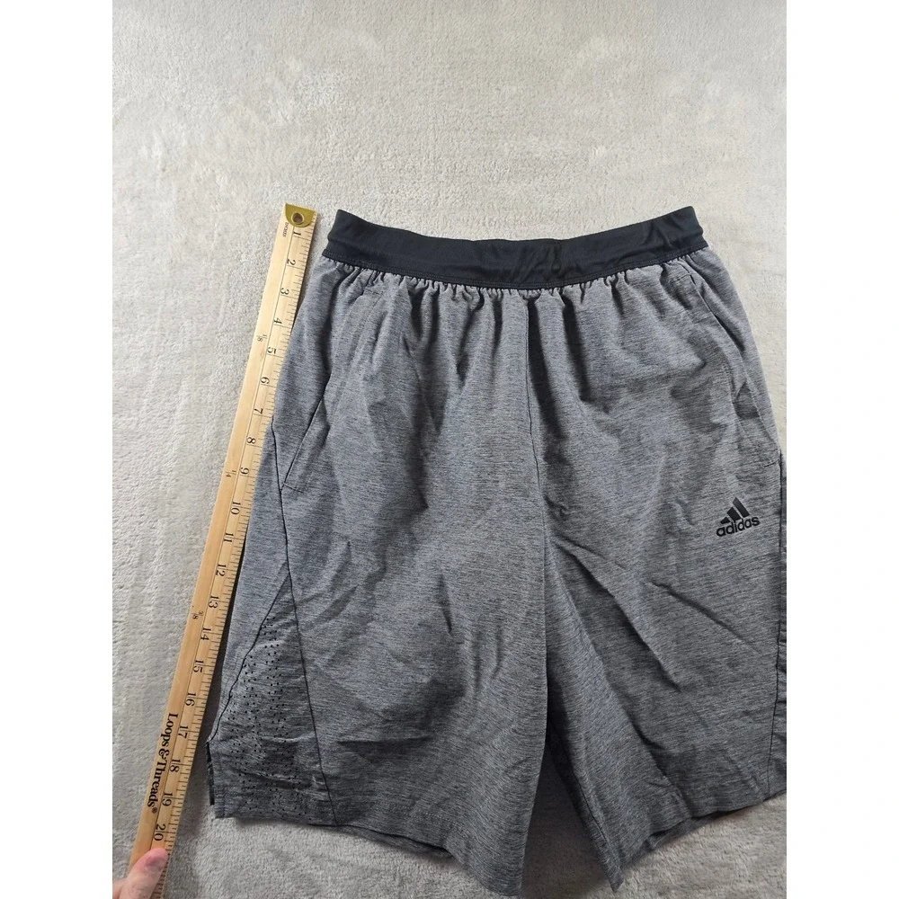 Adidas Athletic Shorts Mens S Gray FK1775‎ Zipper Pockets Drawstring Running Gym